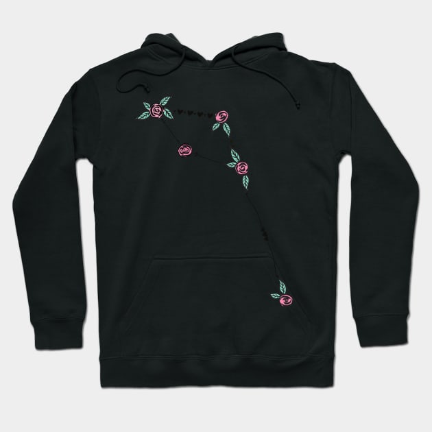 Delphinus (Dolphin) Constellation Roses and Hearts Doodle Hoodie by EndlessDoodles